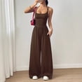 thumbnail image 1 of SCHUHLAND Women's Summer Wide Leg Jumpsuit - Casual Solid Color Strappy Romper, Loose Fit Sleeveless One-Piece Bodysuit with Bandeau Wrap Bust, 1 of 16