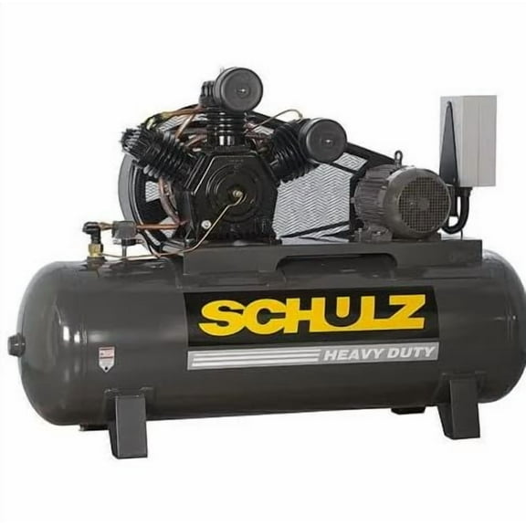 SCHULZ AIR COMPRESSOR 15HP 3-PHASE 120 GALLONS TANK- 208-230-460 VOLTS NEW