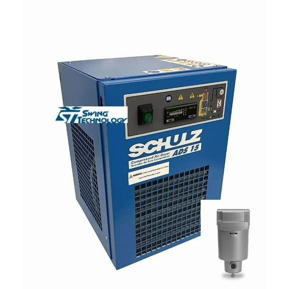 SCHULZ REFRIGERATED AIR COMPRESSOR DRYER: 15 CFM 115 VOLTS + PARTICULATE FILTER