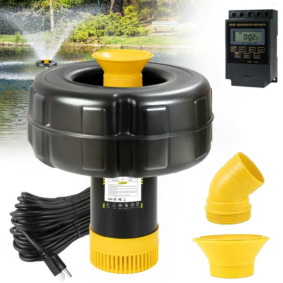 Burnvale Pond Fountain Aerator Submersible Pump for Large Pond, 1HP 15000 GPH, 110V with Timer, 1 Pack, 16.9 x 6.3 x 6.3 in
