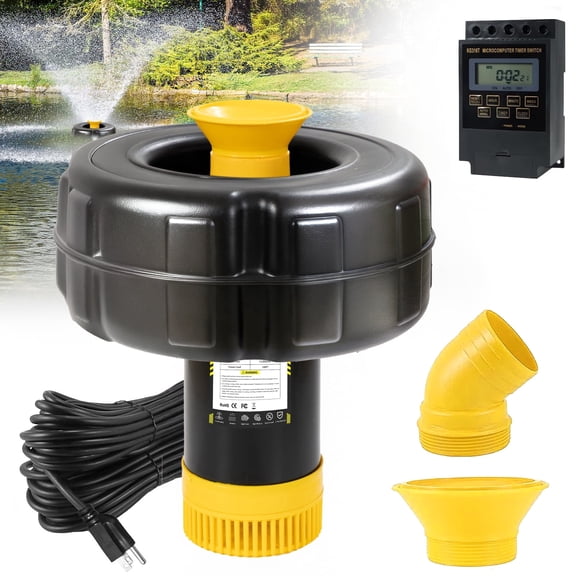 Burnvale Pond Fountain Aerator Submersible Pump for Large Pond, 1HP 15000 GPH, 110V with Timer, 1 Pack, 16.9 x 6.3 x 6.3 in