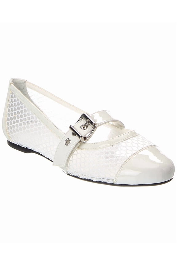 SCHUTZ Hanna Mesh & Patent Ballet Flat, 6.5, White