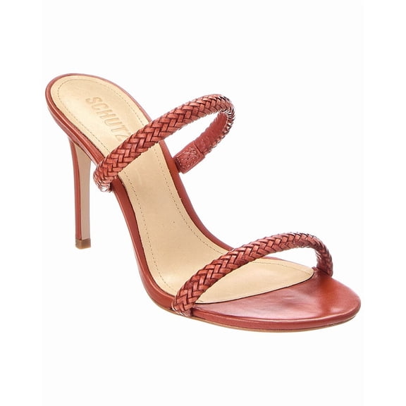 SCHUTZ Taliah Woven Leather Sandal, 7.5, Orange