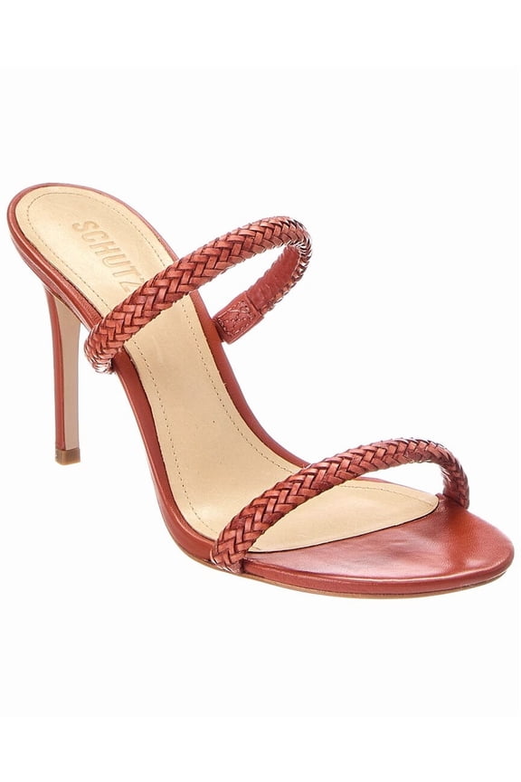 SCHUTZ Taliah Woven Leather Sandal, 8.5, Orange