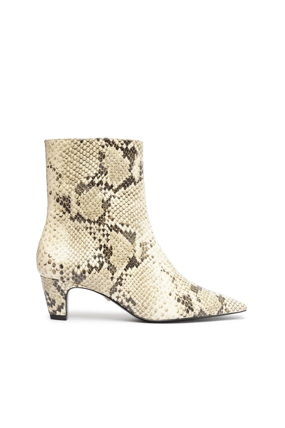 SCHUTZ Womens Dellia Snake Print Leather Mid-Calf Boots Beige 5