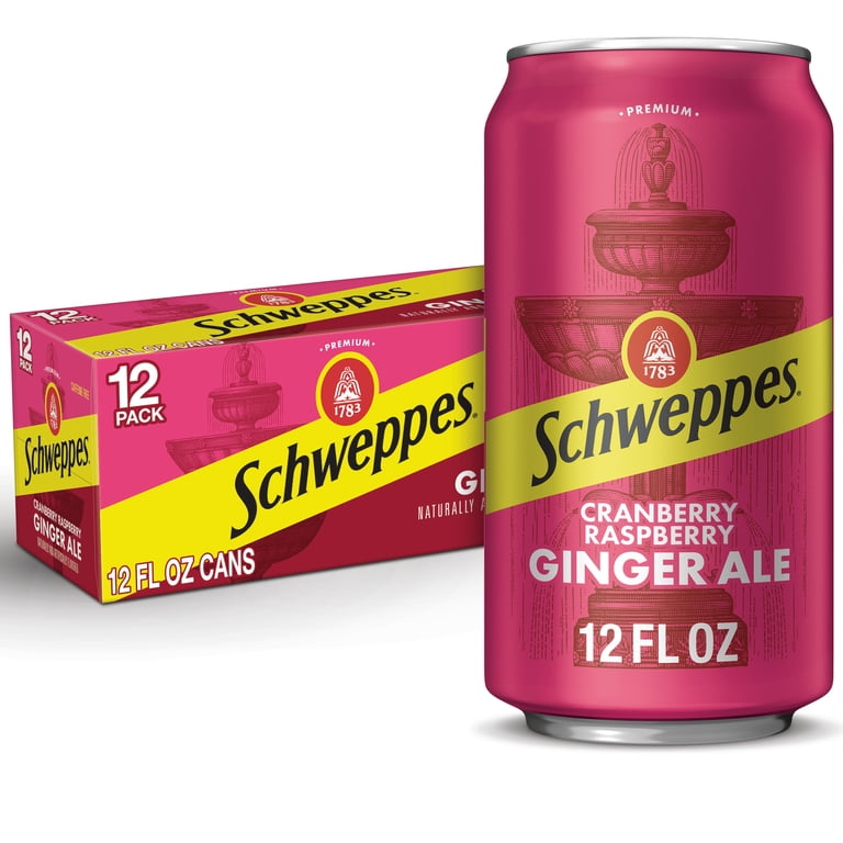Schweppes Caffeine Free Cranberry Raspberry Ginger Ale Soda Pop