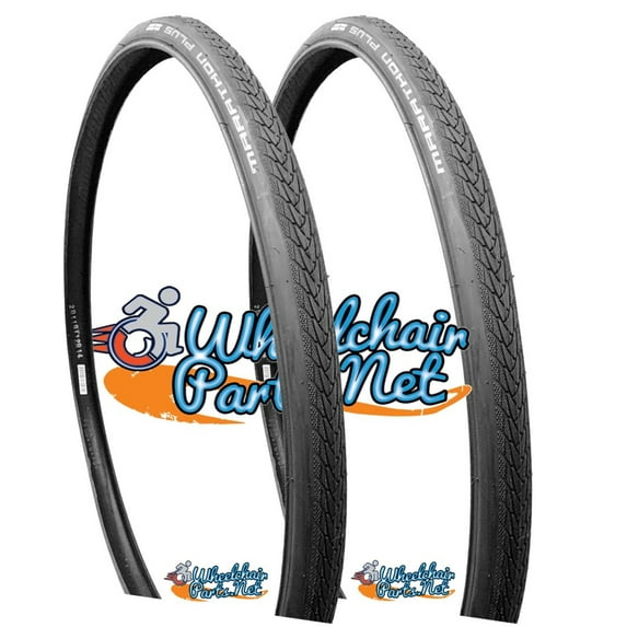 SCHWALBE 24" X 1" MARATHON PLUS EVOLUTION WHEELCHAIR TIRES. SOLD AS PAIR