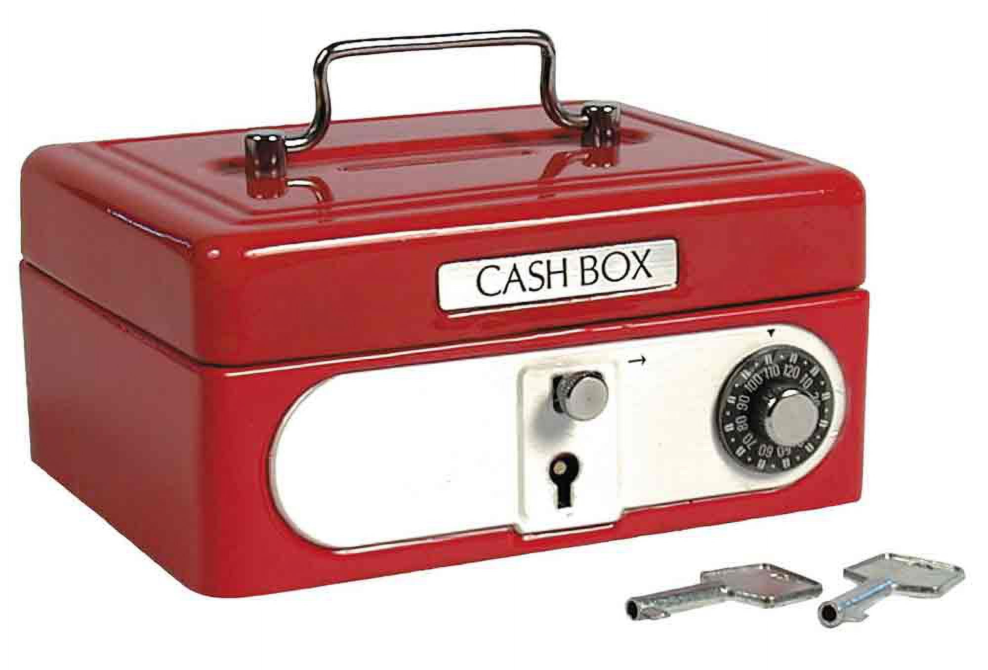 Red Metal Cash Box with Key and Combination Lock