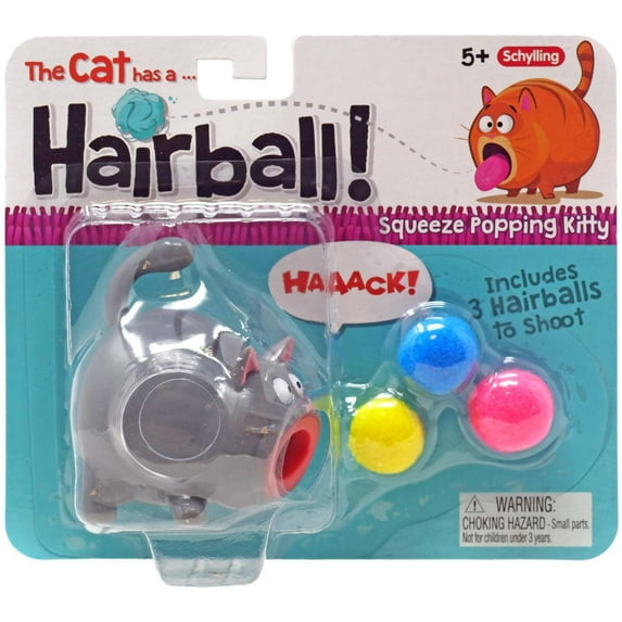 SCHYLLING Squeezable Hairball Cat Popping Toy with 3 Felted Balls, Orange
