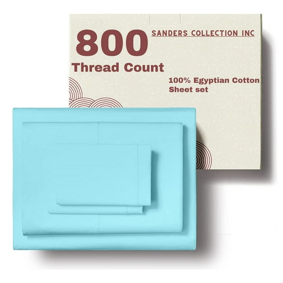 SCI Luxury 4PC Sheet set 800 Thread Count Bedsheets pure Egyptian Cotton Family King size Size Sateen Weave Hotel Sheets Fits Mattress Upto 12" Inch Deep Pocket ( Aqua Blue )
