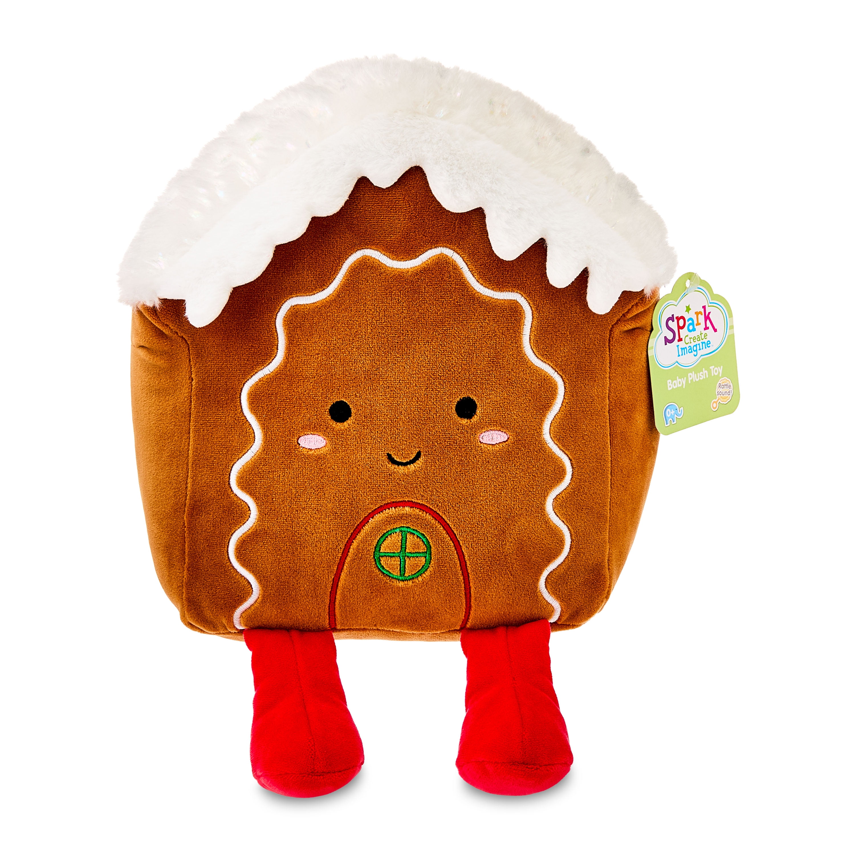 Spark.Create.Imagine. Holiday Plush Gingerbread House Baby Toy, Brown, Infant