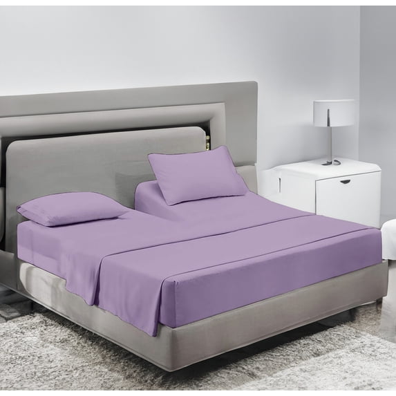 SCI Top Split Flex Sheet Set for Adjustable Bed 34" Split Head King Size 800 Thread Count 100% Egyptian Cotton 4 Piece Set fits up to 16 Inch Deep Pocket ( levender)