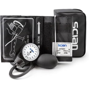 SCIan Aneroid Sphygmomanometer Manual Blood Pressure Cuff with D-Ring Universal Cuff 10-16" Carrying Bag for Nurse Doctor Senior Adult Black Large