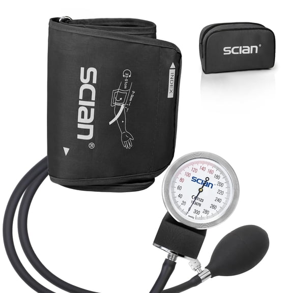 SCIAN Manual Blood Pressure Cuff - Aneroid Sphygmomanometer with European Cuff 12.6-20.8" and D-Ring, Come with Carrying Bag for Nurse Doctor Senior Adult, Black-Large Cuff