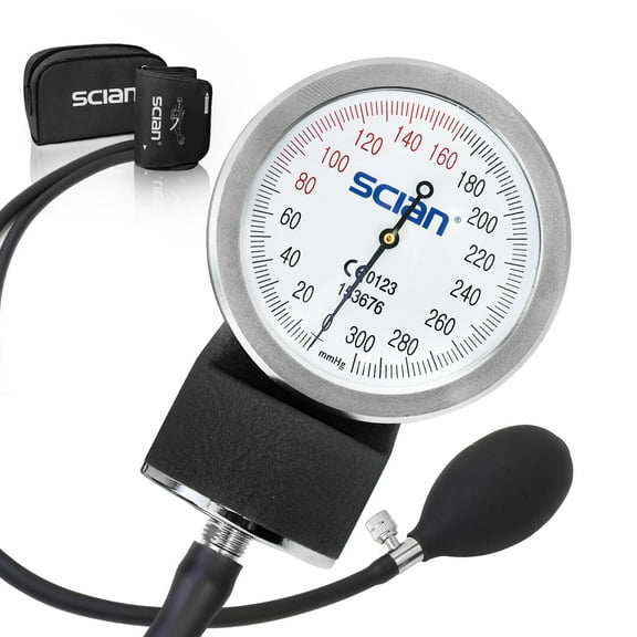SCIAN Manual Blood Pressure Cuff - Aneroid Sphygmomanometer with European Cuff 8.7-16.5" and D-Ring, Come with Carrying Bag for Nurse Doctor Senior Adult, Black