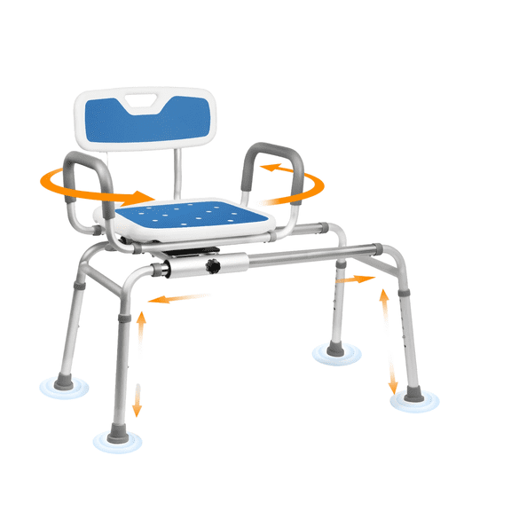 SCIAN Sliding Shower Chair with Eva Pad - 360 Swivel, Height Adjustable Shower Bench for Inside Tub & Secure Transfer Seat Supports Elderly, Disabled & Post-Surgery Use
