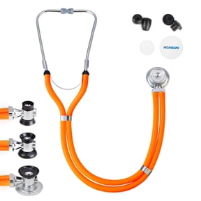 SCIAN Sprague Rappaport Dual Head Stethoscope for Adult & Kids, Classic Cardiology Stethoscope for Nurses, School Students, Doctors, and Home Use (Orange)