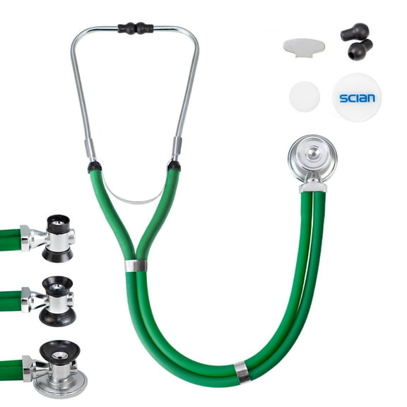 SCIAN Sprague Rappaport Dual Head Stethoscpe Doctors Nurse 5 Interchangeable pcs Green