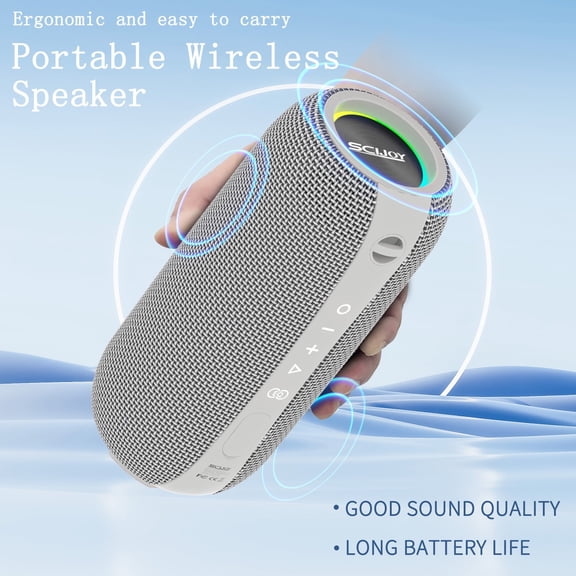 SCIJOY Bluetooth Shower Speaker, Gray, Mini, IPX7 Waterproof, Type-C, 40W