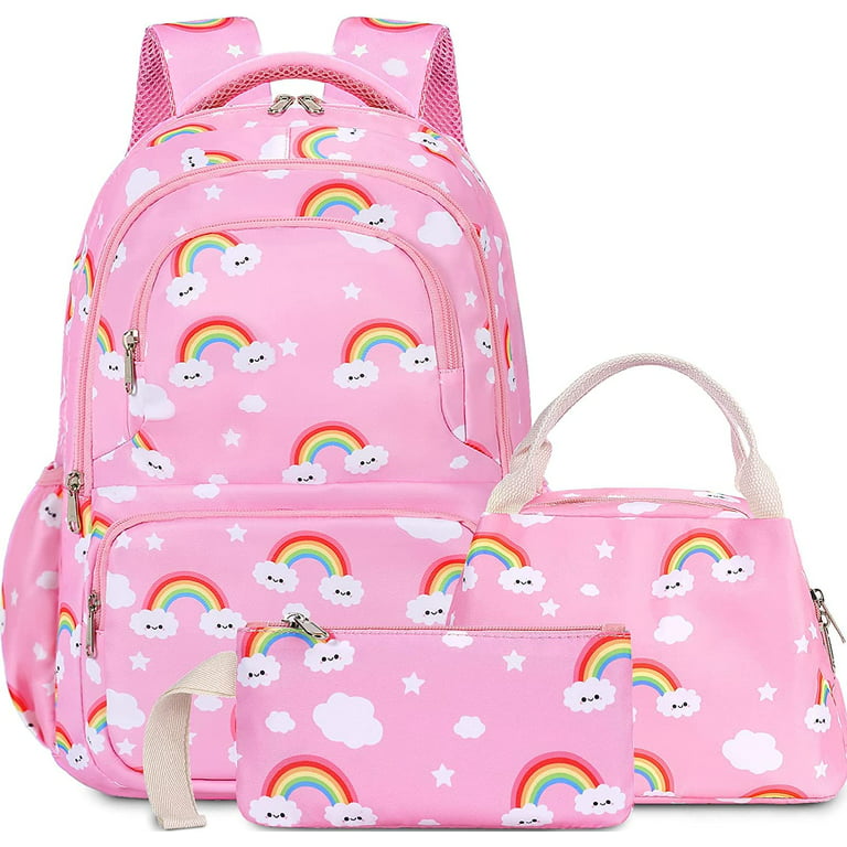 SCIONE School Backpacks Set Girl Primary Junior High University School Bag  Bookbag 3pcs Backpack Sets Pink