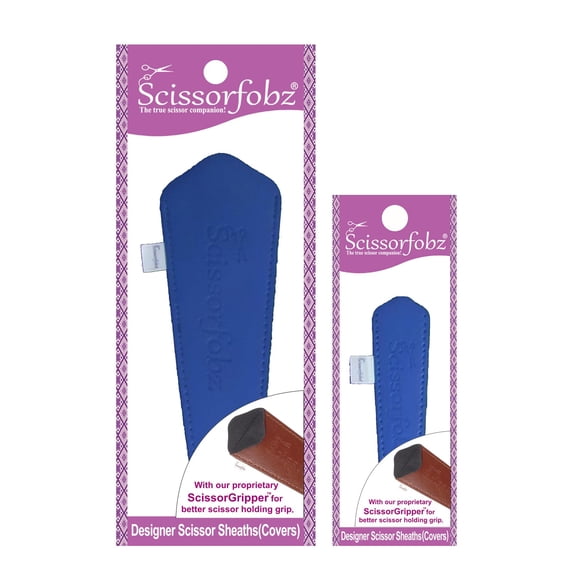 SCISSORFOBZ Designer Scissors Sheaths Shears Protective Covers-2 pcs Large & Small Size Value Pack - Dark Royal Blue Color-#2-12