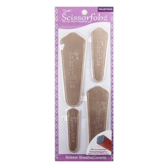 SCISSORFOBZ Designer Scissors Sheaths Shears Protective Covers-4 pcs Assorted Size Value Pack - Matt Gold Color-#4-30
