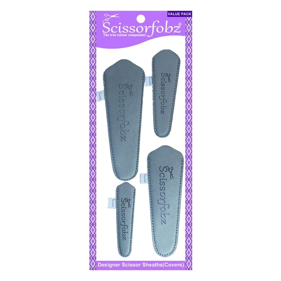 SCISSORFOBZ Designer Scissors Sheaths Shears Protective Covers-4 pcs Assorted Size Value Pack - Pewter Grey Color-#4-76
