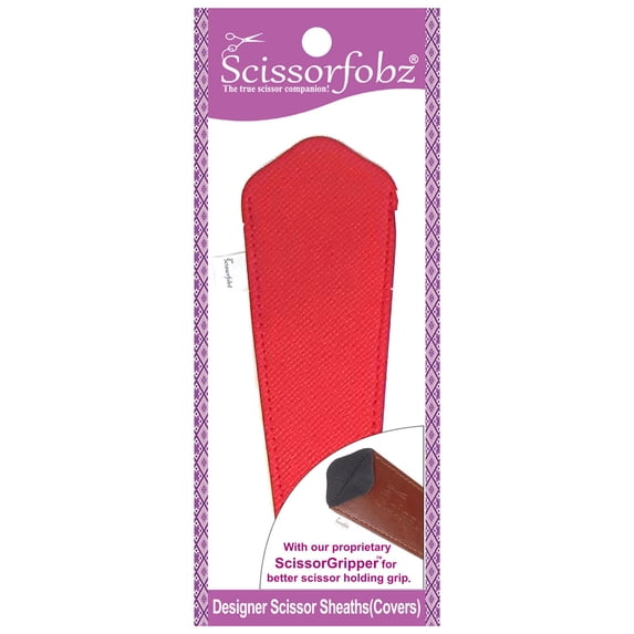 SCISSORFOBZ Designer Scissors Sheaths Shears Protective Covers-For Large Scissors - Textured RED Design-#SL-311