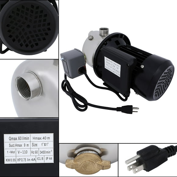 SCITOO 0.75HP 110V 18.5GPH Shallow Well Water Pump Submersible 0.55KW 131.2ft head Submersible Well Pump