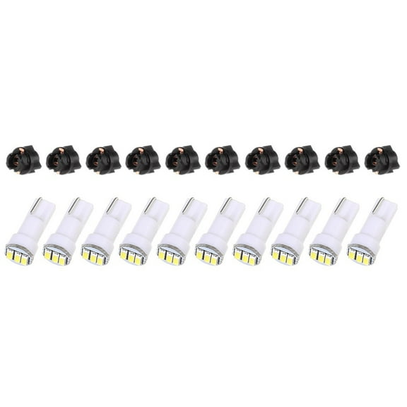 SCITOO 10 Pcs T5 74 Light Bulbs Instrument Gauge Cluster Light Bulbs with Sockets