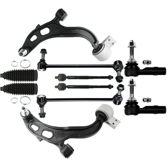 SCITOO 10pcs Front Suspension Kit Lower Control Arm with Ball Joint fit 2013-2017 for Ford Taurus for Ford Flex for Lincoln MKS for Lincoln MKT Outer Inner Tie Rod End w/Steering Boot Sway Bar Link