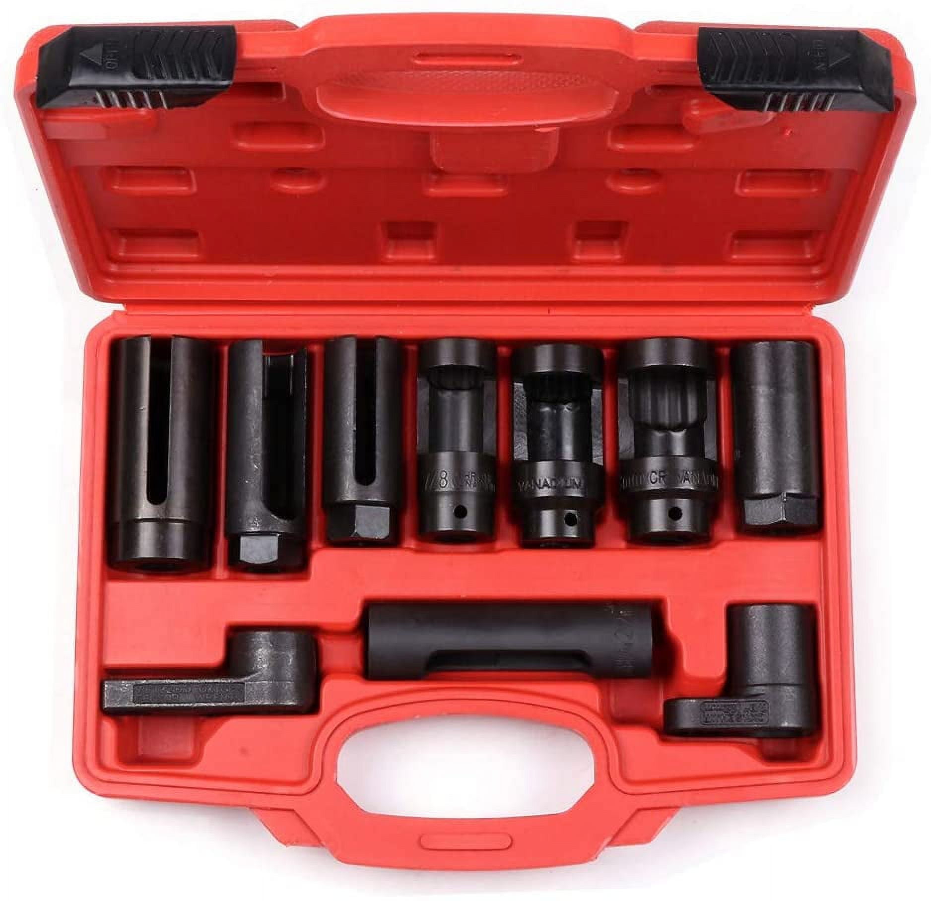 SCITOO 10pcs Oxygen Sensor Tool Set Kit Oil Pressure Socket Diesel