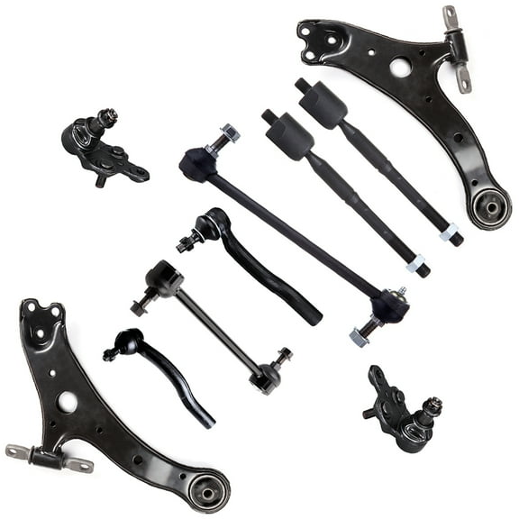 SCITOO 10pcs Suspension Kit - Front Lower Control Arm With Ball Joints Front Inner And Outer Tie Rods Front Rear Sway Bar Link 2002-2006 for Toyota Camry 05-12 Avalon 05-08 Solara