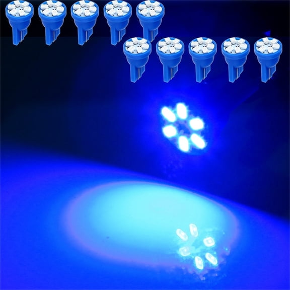 SCITOO 10x T10 Epistar Festoon LED Blue 6000K Super Bright:6-3020-SMD ets 194 168 W5W 175 2825 161 LED Bulb Fit for Interior Dome Map Trunk Light Error Free