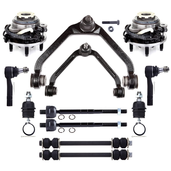 SCITOO 12pcs Front Suspension Kit Upper Control Arm And Ball Joints Inner Outer Tie Rod Ends Sway Bar Links Wheel Bearing Hub Fit For 1998-2000 For Ford Ranger 1998-2000 For Mazda B4000