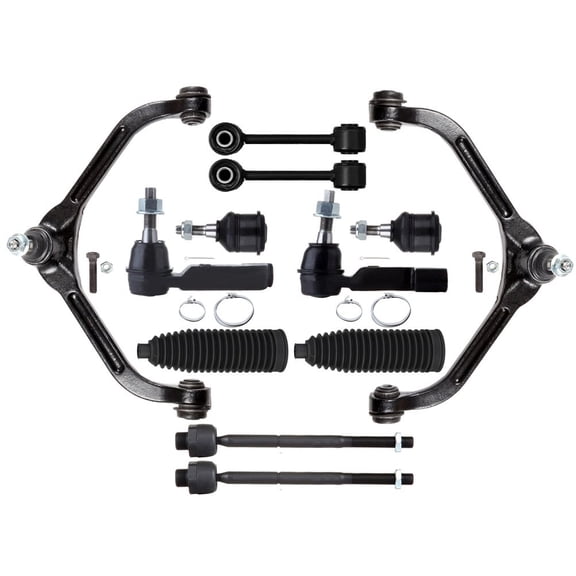 SCITOO 12pcs Front Suspension Kit Upper Control Arm w/ Ball Joint Inner Tie Rod End Outer Tie Rod End w/ Boot Sway Bar End Link Lower Ball Joint Fit 2002-2004 For Jeep Liberty
