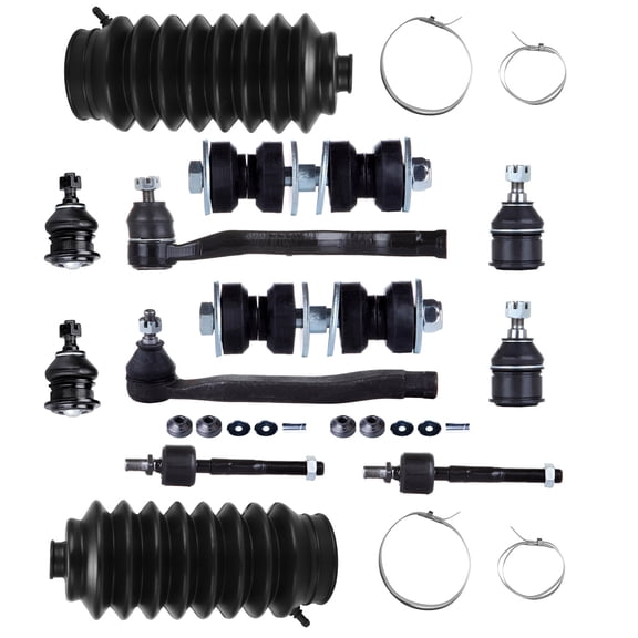 SCITOO 14pcs Suspension Kit Lower Ball Joint Upper Ball Joint Inner Outer Tie Rod End Sway Bar End Link Upper Strut Mount Kit Steering Rack Boot for Honda for Accord for Isuzu Oasis