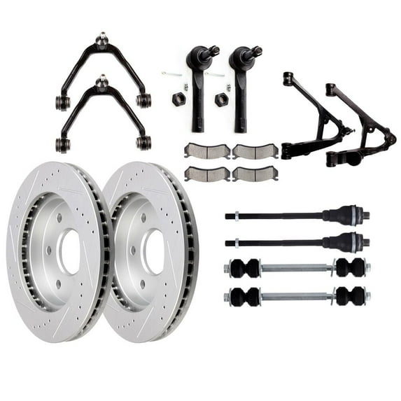 SCITOO 16pcs Front Lower Upper Control Arm Tie Rod Ends Sway Bar Links Brake Pad Rotor For Cadillac Escalade For Chevy Avalanche 1500 Silverado 1500 Suburban 1500 Tahoe For GMC Sierra 1500 Yukon 1500