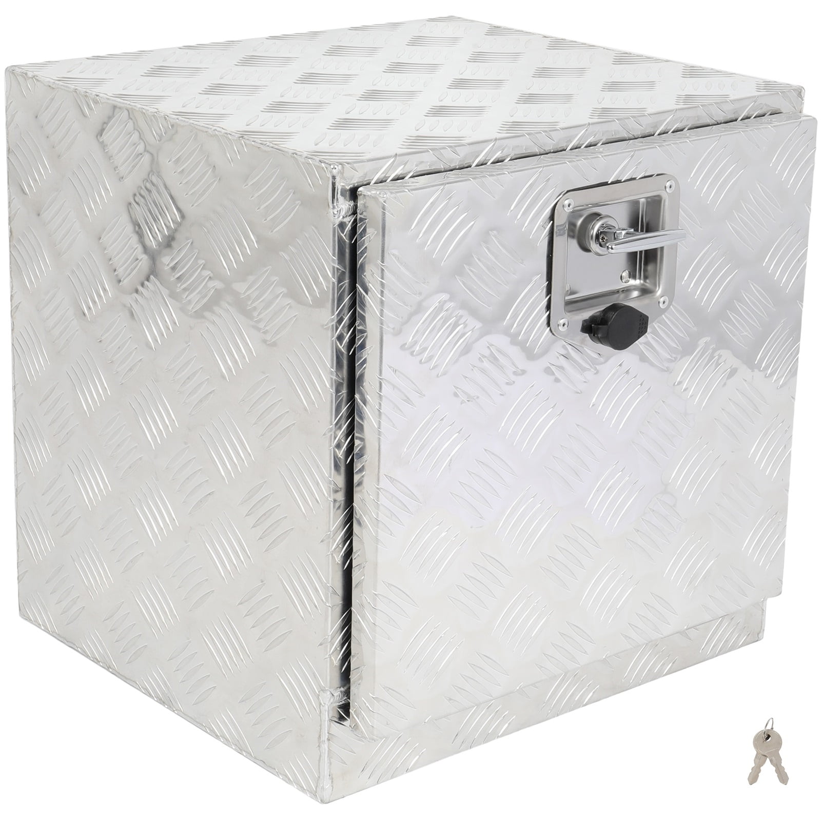 SCITOO 18 Inch Aluminum Truck Bed Tool Box,Heavy Duty Diamond Plate Trailer Tool Box with Lock Keys,Tool Storage Organizer Chest for Pick up,Truck Bed,ATV,RV TrailerWaterproof Silver 18X17X18