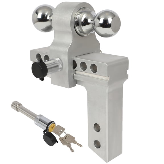 SCITOO - 2" receiver Dual Ball Mount 10000lb 6'' Drop Adjustable Trailer Towing Hitch