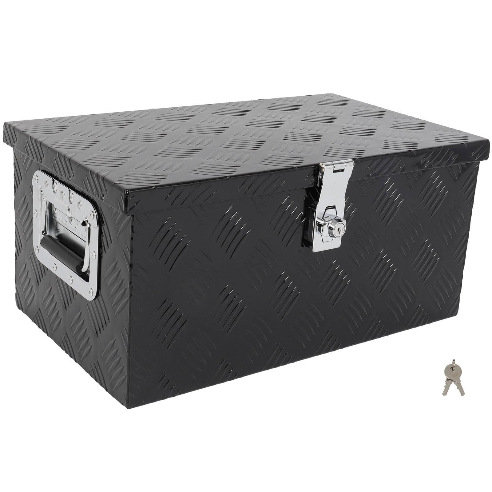 SCITOO 20 Inch Aluminum Truck Bed Tool Box,Heavy Duty Diamond Plate Trailer Tool Box with Lock Keys,Tool Storage Organizer Chest for Pick up,Truck Bed,ATV,RV TrailerWaterproof Black 20X12X9.5