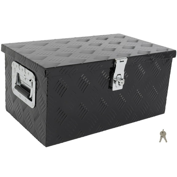 SCITOO 20 Inch Aluminum Truck Bed Tool Box,Heavy Duty Diamond Plate Trailer Tool Box with Lock Keys,Tool Storage Organizer Chest for Pick up,Truck Bed,ATV,RV TrailerWaterproof Black 20X12X9.5