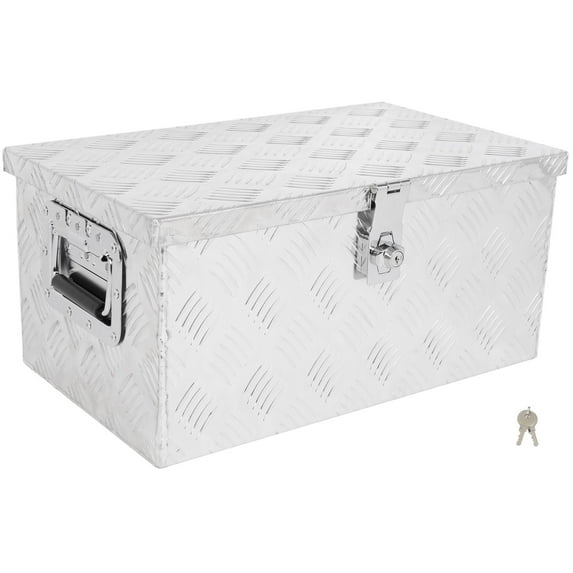 SCITOO 20 Inch Aluminum Truck Bed Tool Box,Heavy Duty Diamond Plate Trailer Tool Box with Lock Keys,Tool Storage Organizer Chest for Pick up,Truck Bed,ATV,RV TrailerWaterproof Silver 20X12X9.5