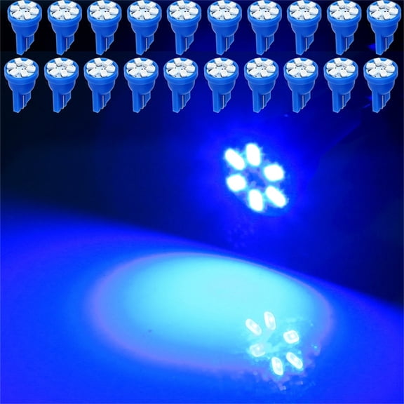 SCITOO 20 x T10 Epistar Festoon LED Blue 6000K Super Bright:6-3020-SMD ets 194 168 W5W 175 2825 161 LED Bulb Fit for Interior Dome Map Trunk Light Error Free