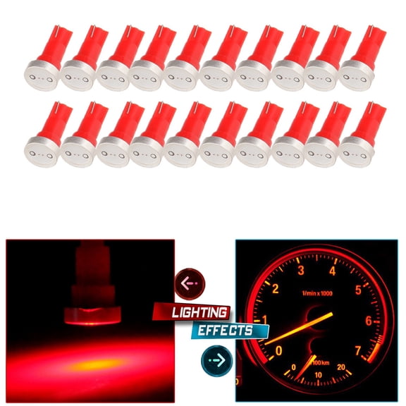 SCITOO 20x 17, 18, 27, 37, 58, 70, 73, 74, 79, 85, 86, 206, 207, 286, 306, 307, 308, 406, 407 2721 Instrument Cluster Dash Panel Lights T5-High power led light-Red