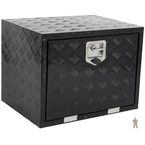 SCITOO 24 Inch Aluminum Truck Bed Tool Box,Heavy Duty Diamond Plate Trailer Tool Box with Lock Keys,Tool Storage Organizer Chest for Pick up,Truck Bed,ATV,RV TrailerWaterproof Black 24X18X18