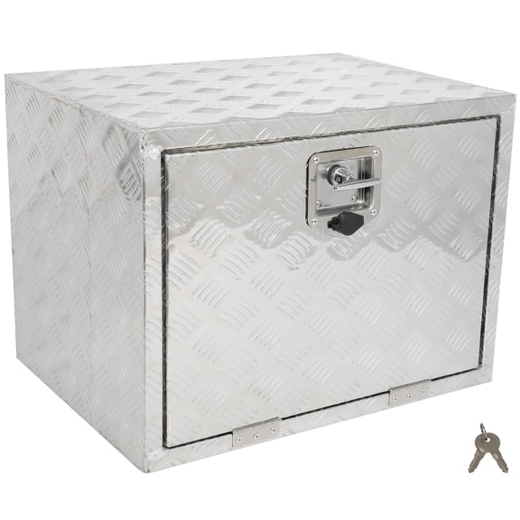 SCITOO 24 Inch Aluminum Truck Bed Tool Box,Heavy Duty Diamond Plate Trailer Tool Box with Lock Keys,Tool Storage Organizer Chest for Pick up,Truck Bed,ATV,RV TrailerWaterproof Silver 24X18X18
