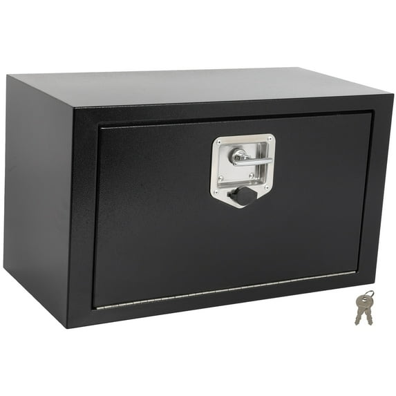 SCITOO 24 Inch Iron Truck Bed Tool Box,Heavy Duty Diamond Plate Trailer Tool Box with Lock Keys,Tool Storage Organizer Chest for Pick up,Truck Bed,ATV,RV TrailerWaterproof Black 24X12X14