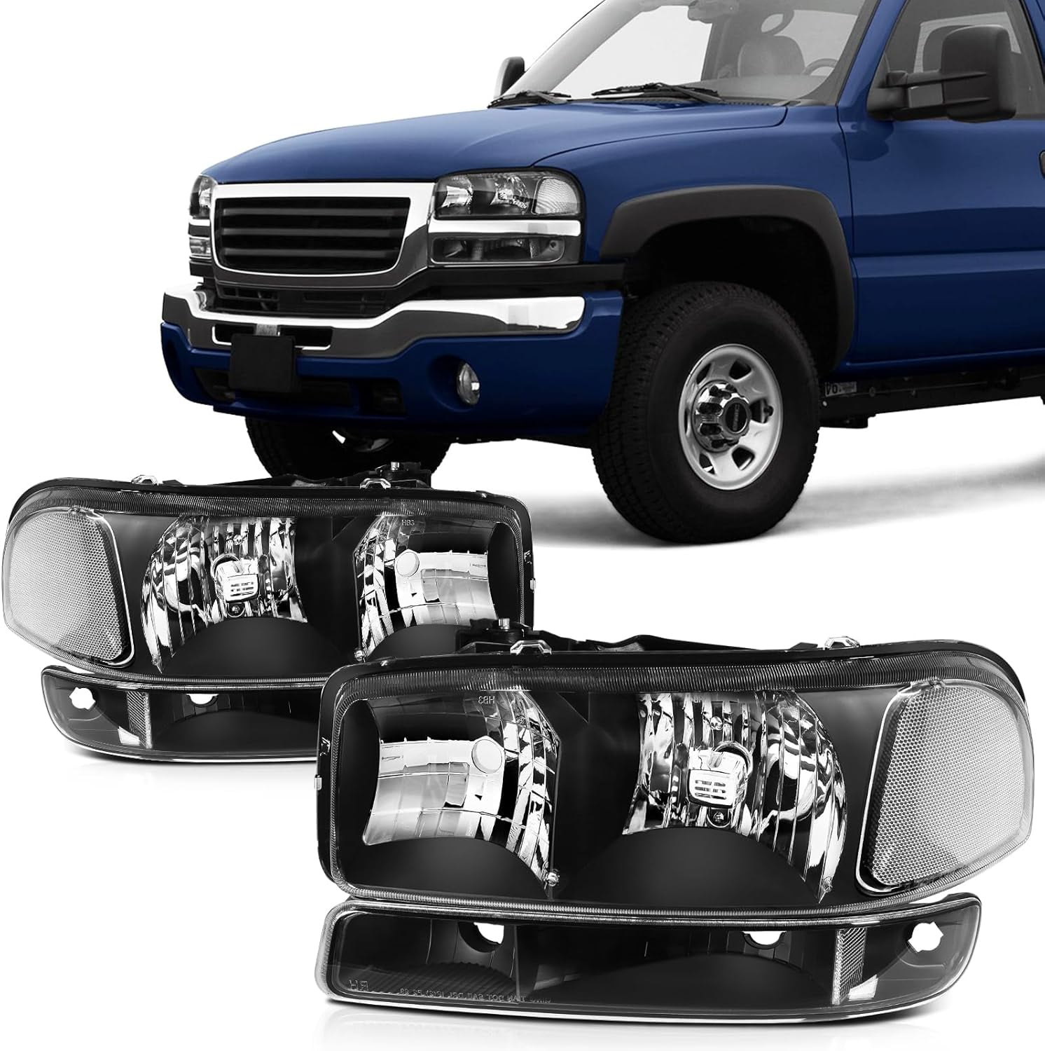 SCITOO Headlight Assembly Fits For Chevy Trailblazer 2002-2009,For Chevy Trailblazer EXT 2002-2006 Headlamp In Black Housing Clear Reflector Clear Lens - Foto 6