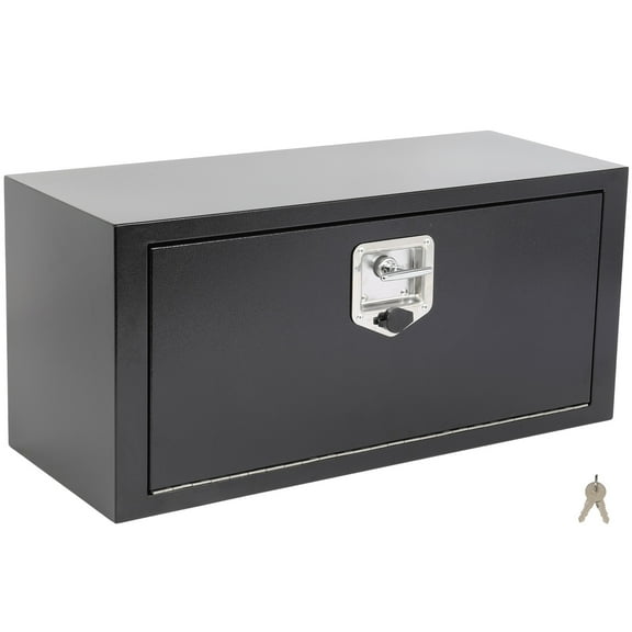 SCITOO 30-Inch Heavy Duty Iron Truck Bed Tool Box Black For Pick Up Truck Bed RV Trailer Tool Box With Lock and Keys For Rectangle Plate Waterproof Underbody Toolboxes